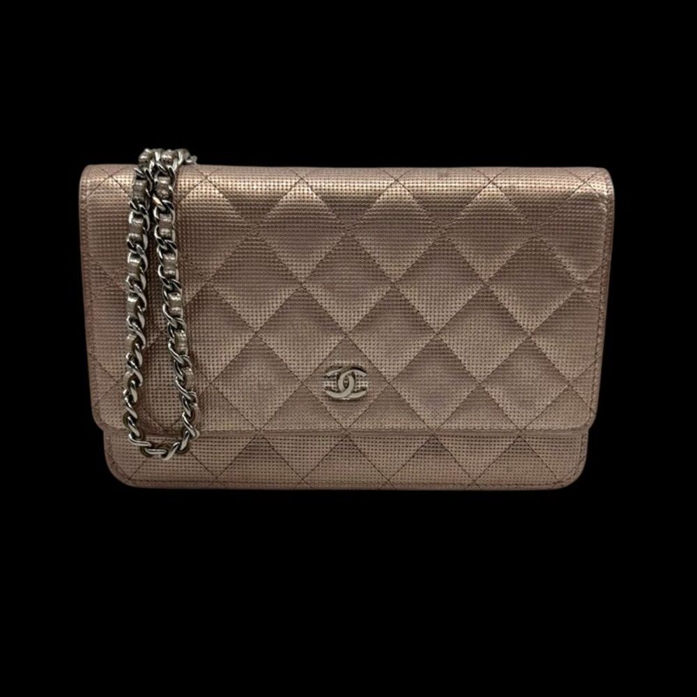 Chanel WOC Wallet on Chain Rosé Metallic Mesh Effect